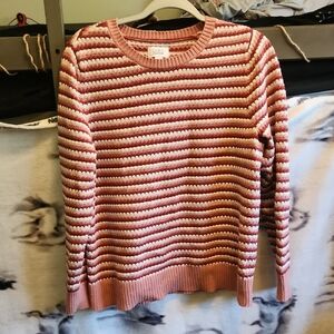 Croft & Barrow Pink and White Crew Neck Sweater